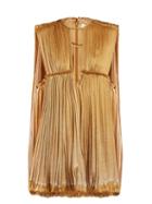 Matchesfashion.com Chlo - Dgrad Pleated Seersucker Mini Dress - Womens - Gold
