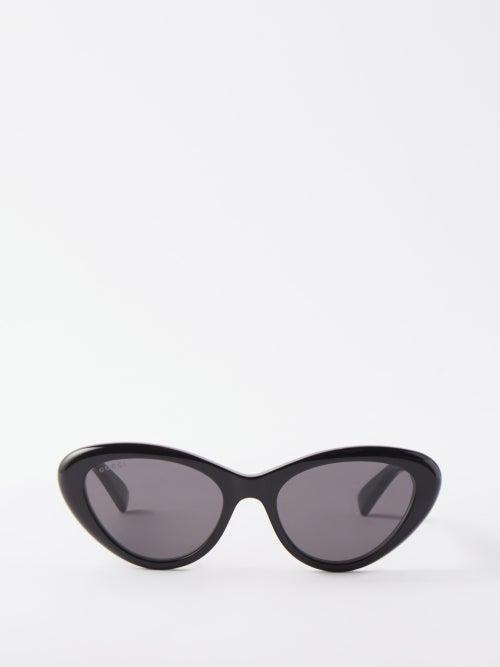 Gucci Eyewear - Cat-eye Frame Acetate Sunglasses - Womens - Black