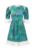 Matchesfashion.com Batsheva - Ruffled Floral-print Cotton Dress - Womens - Green Print