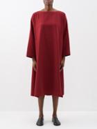 Eskandar - Scoop-neck Basketweave-cotton Midi Dress - Womens - Red