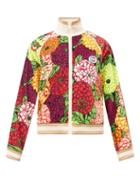 Matchesfashion.com Gucci - Gg-logo Flower-print Cotton-velour Track Jacket - Mens - Multi