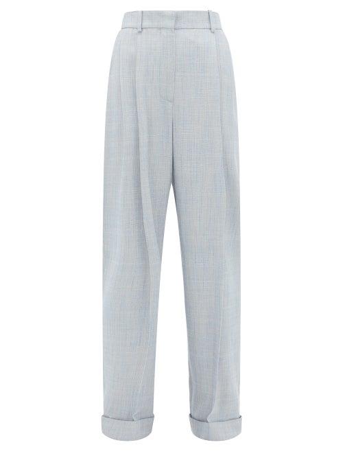 Matchesfashion.com Roksanda - Venezio Double-pleat Turn-up Trousers - Womens - Blue