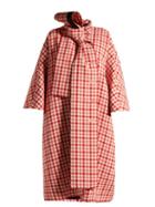 Matchesfashion.com Balenciaga - Gingham Tie Neck Wool Blend Coat - Womens - Red White