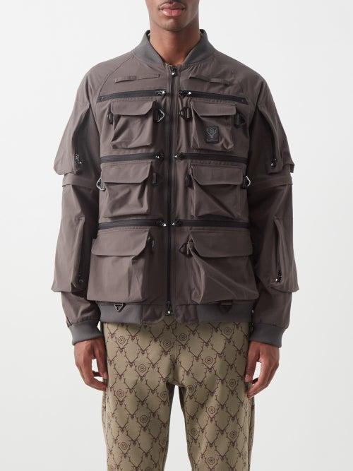 South2 West8 - Multi-pocket Zipped Ripstop Utility Jacket - Mens - Charcoal