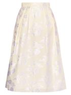 Matchesfashion.com Erdem - Reed A-line Floral Fil-coup Skirt - Womens - Ivory