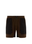 Matchesfashion.com Phipps - Basecamp Striped Brushed Cotton Shorts - Mens - Brown