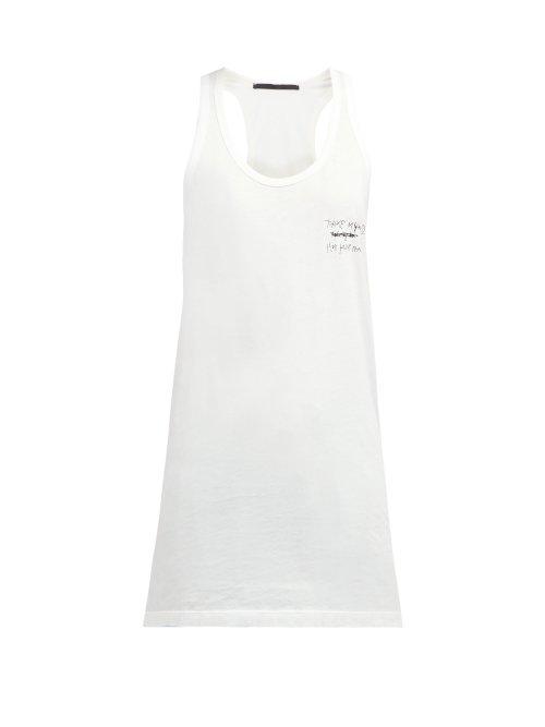 Matchesfashion.com Haider Ackermann - Tekst Print Cotton Tank Top - Womens - Ivory Multi