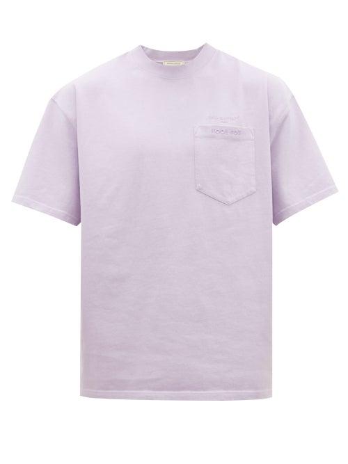 Matchesfashion.com Maison Kitsun - Oversized Logo Embroidered Cotton T Shirt - Mens - Purple