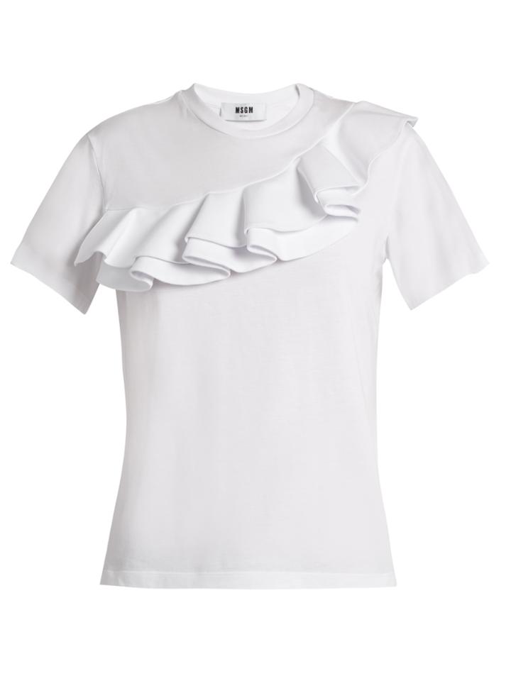 Msgm Ruffled Jersey T-shirt