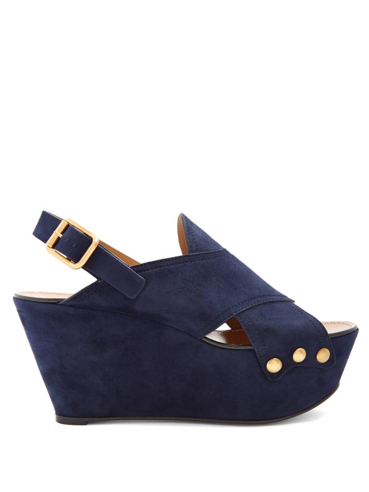 Chloé Mischa Suede Platform Wedge Sandals