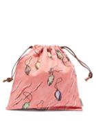 Matchesfashion.com Loewe Paula's Ibiza - Shell-print Cotton-twill Drawstring Pouch - Womens - Pink Multi