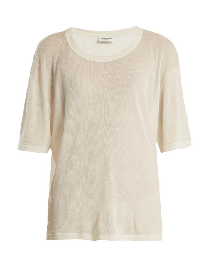 Saint Laurent Scoop-neck Cotton-blend T-shirt
