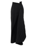 Matchesfashion.com A.w.a.k.e. Mode - Asymmetric Pleated-panel Crepe Skirt - Womens - Black