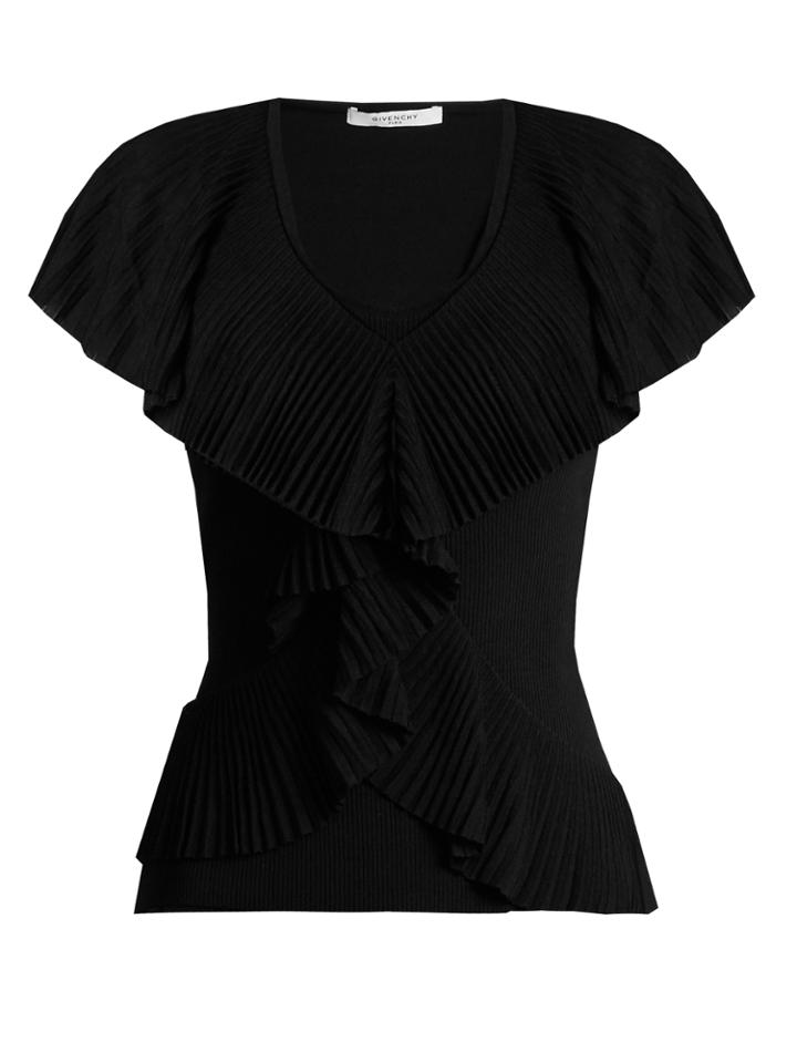 Givenchy Cross-body Ruffled Knitted Top