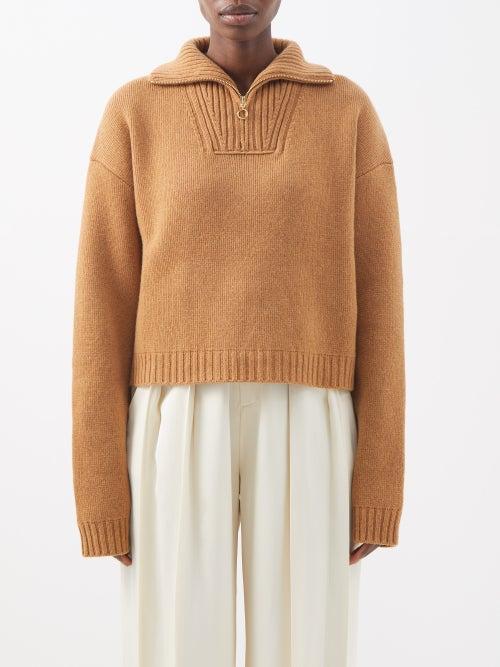 Nanushka - Kira Zipped Sweater - Womens - Camel