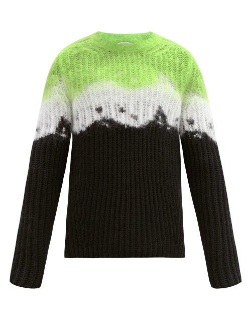 Matchesfashion.com Valentino - Jelly Block Tie Dye-intarsia Wool Sweater - Mens - Green Multi