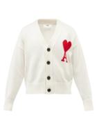Ami - Ami De Caur Logo-intarsia Cotton-blend Cardigan - Mens - White