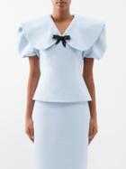 Shushu/tong - Exaggerated-collar Crepe Blouse - Womens - Light Blue