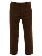 Matchesfashion.com Ann Demeulemeester - Cropped Cotton Blend Felt Trousers - Mens - Brown