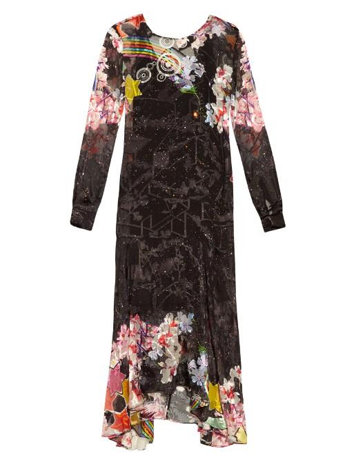 Preen By Thornton Bregazzi Abigail Rainbow-print Satin-devor Dress