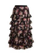 Rebecca Taylor Bouquet Tiered Silk-blend Chiffon Skirt
