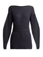 Matchesfashion.com Apiece Apart - Suus Belted Cotton Blend Sweater - Womens - Navy