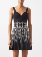 Alexander Mcqueen - Chevron-jacquard Ponte-jersey Mini Dress - Womens - Black White