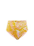 Ladies Beachwear Emilio Pucci - Albizia-print High-rise Bikini Briefs - Womens - Yellow