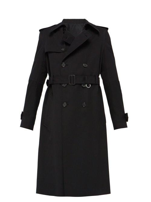 Matchesfashion.com Alexander Mcqueen - Belted Wool And Cotton Twill Trench Coat - Mens - Black Multi