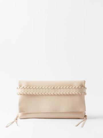 Chlo - Mony Whipstitched Leather Clutch Bag - Womens - Cream