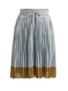 Matchesfashion.com Redvalentino - Colour Block Pleated Skirt - Womens - Light Blue