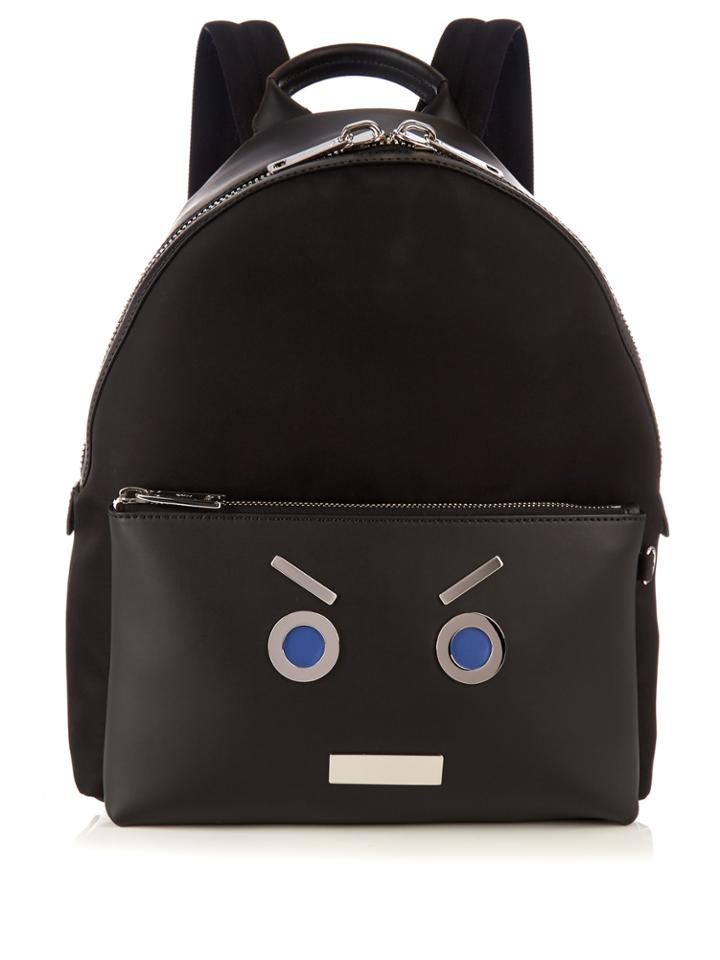 Fendi No Words Leather-trimmed Backpack