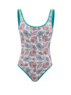 Ladies Beachwear Etro - Paisley-print Scoop-neck Swimsuit - Womens - Blue Multi