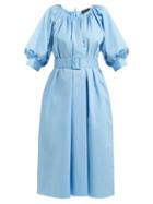 Matchesfashion.com Joseph - Shan Cotton Blend Tunic Dress - Womens - Blue