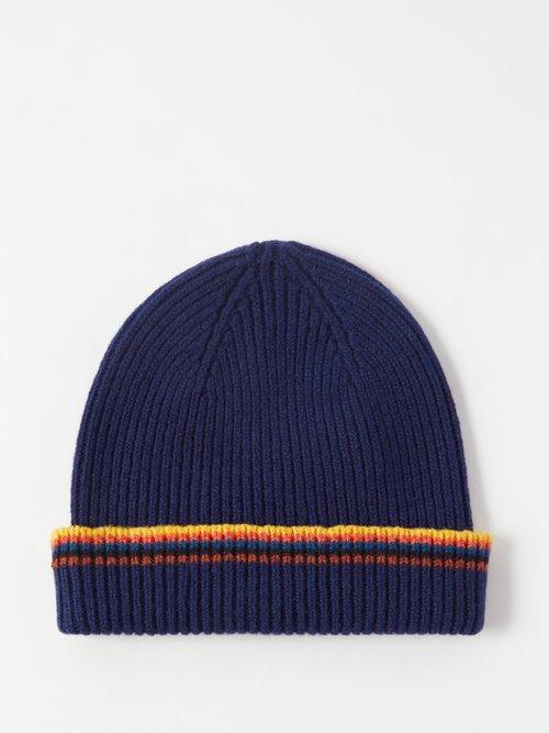 Paul Smith - Artist Stripe Wool Beanie Hat - Mens - Dark Navy