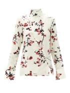 Matchesfashion.com Altuzarra - Marjorie Cherry Blossom High-neck Silk Blouse - Womens - Ivory Multi