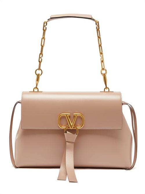 Matchesfashion.com Valentino - V Ring Medium Leather Shoulder Bag - Womens - Light Pink