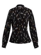Matchesfashion.com Rockins - Shooting Star Print Point Collar Silk Blouse - Womens - Black Gold