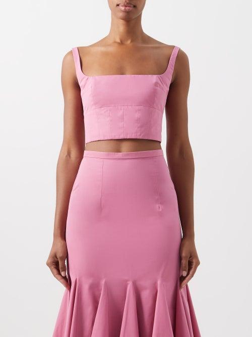 Emilia Wickstead - Lucile Cropped Cotton-poplin Top - Womens - Pink