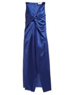 Matchesfashion.com Marina Moscone - Twist Front Satin Dress - Womens - Blue