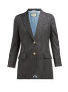 Matchesfashion.com Gucci - Logo Pinstripe Single Breasted Wool Twill Blazer - Womens - Grey Multi