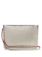 Matchesfashion.com Christian Louboutin - Loubi Spike Embellished Leather Clutch - Womens - Silver