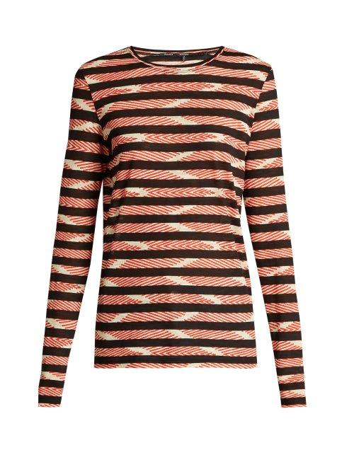 Matchesfashion.com Proenza Schouler - Striped Long Sleeved Cotton T Shirt - Womens - Red Print