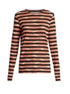 Matchesfashion.com Proenza Schouler - Striped Long Sleeved Cotton T Shirt - Womens - Red Print