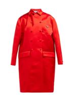 Matchesfashion.com Prada - Double Breasted Duchess Silk Satin Coat - Womens - Red