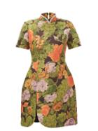 Matchesfashion.com Richard Quinn - Crystal-embellished Floral-print Satin Mini Dress - Womens - Orange Print