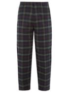 Matchesfashion.com Balenciaga - Cropped Tartan Cotton Tapered Trousers - Mens - Navy Multi