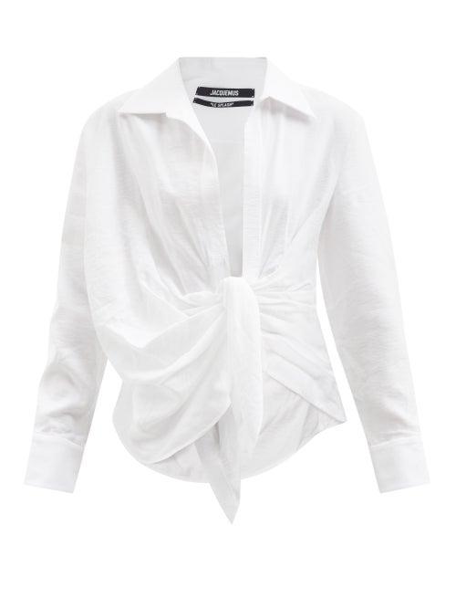 Jacquemus - Bahia Plunge-neck Tie Shirt - Womens - White
