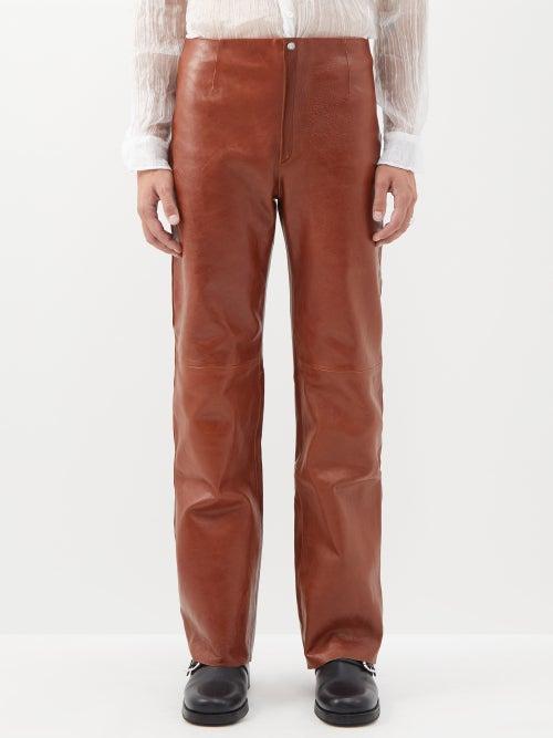 Our Legacy - Biker Leather Trousers - Mens - Brown