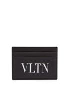 Matchesfashion.com Valentino - Vltn Logo Print Leather Cardholder - Mens - Black White